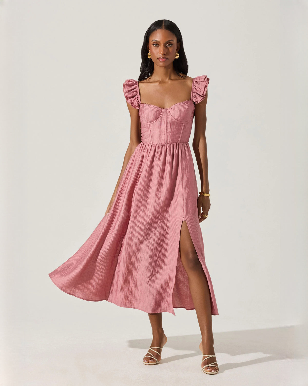 Elegant Bridal Celebration Sweetheart Structured Satin A-Line Midi Bridesmaid Dress