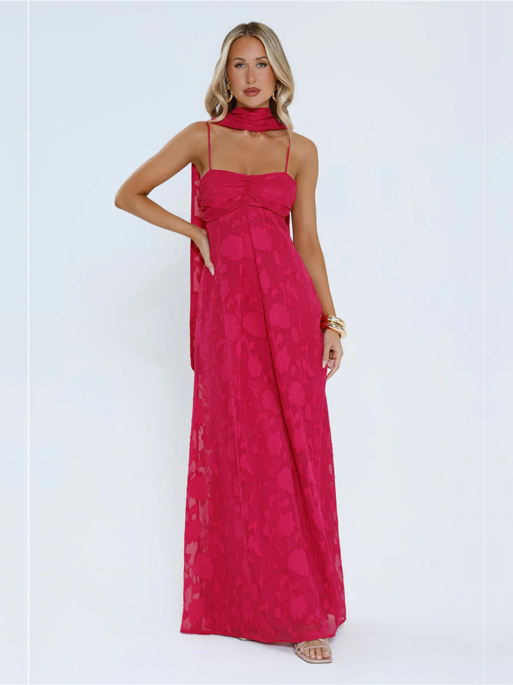 Pink Strapless A-Line Maxi Flirt Formal Dress