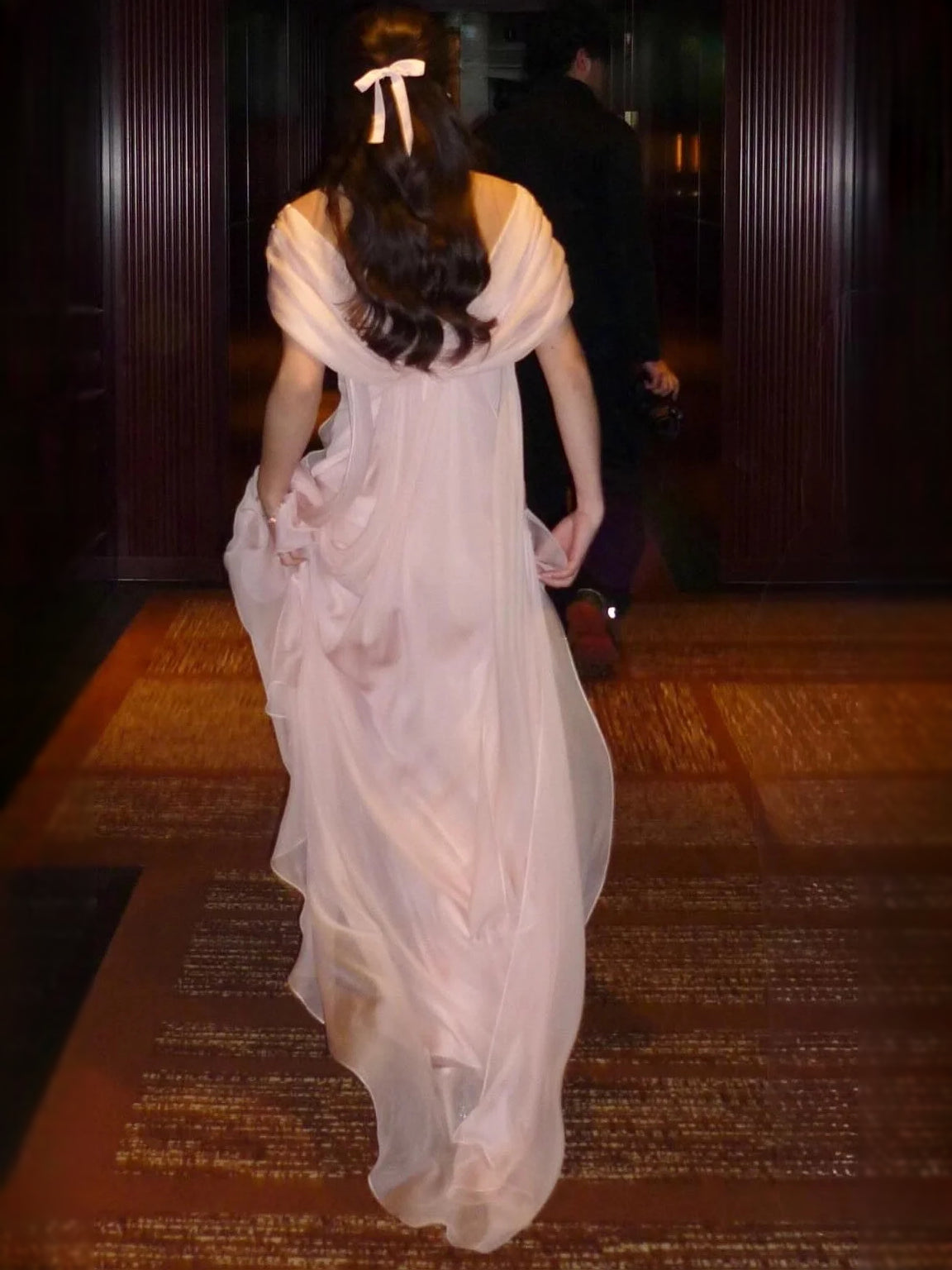 Ruched Draped V Neck A-Line Floor-Length Chiffon Bridesmaid Dress for Church Wedding