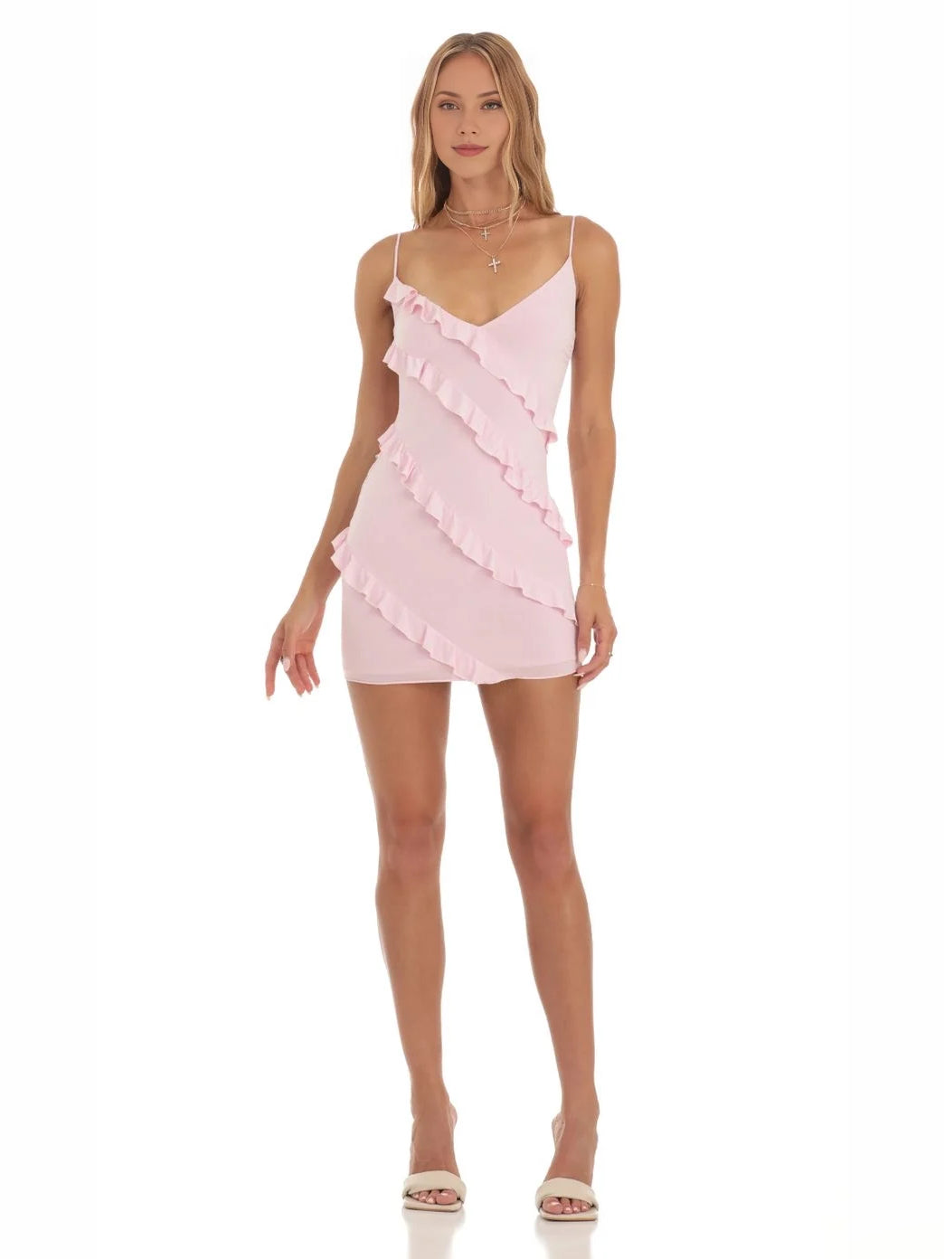 Layered Ruffled V Neck Bodycon Mini Homecoming Dress for Tie Event