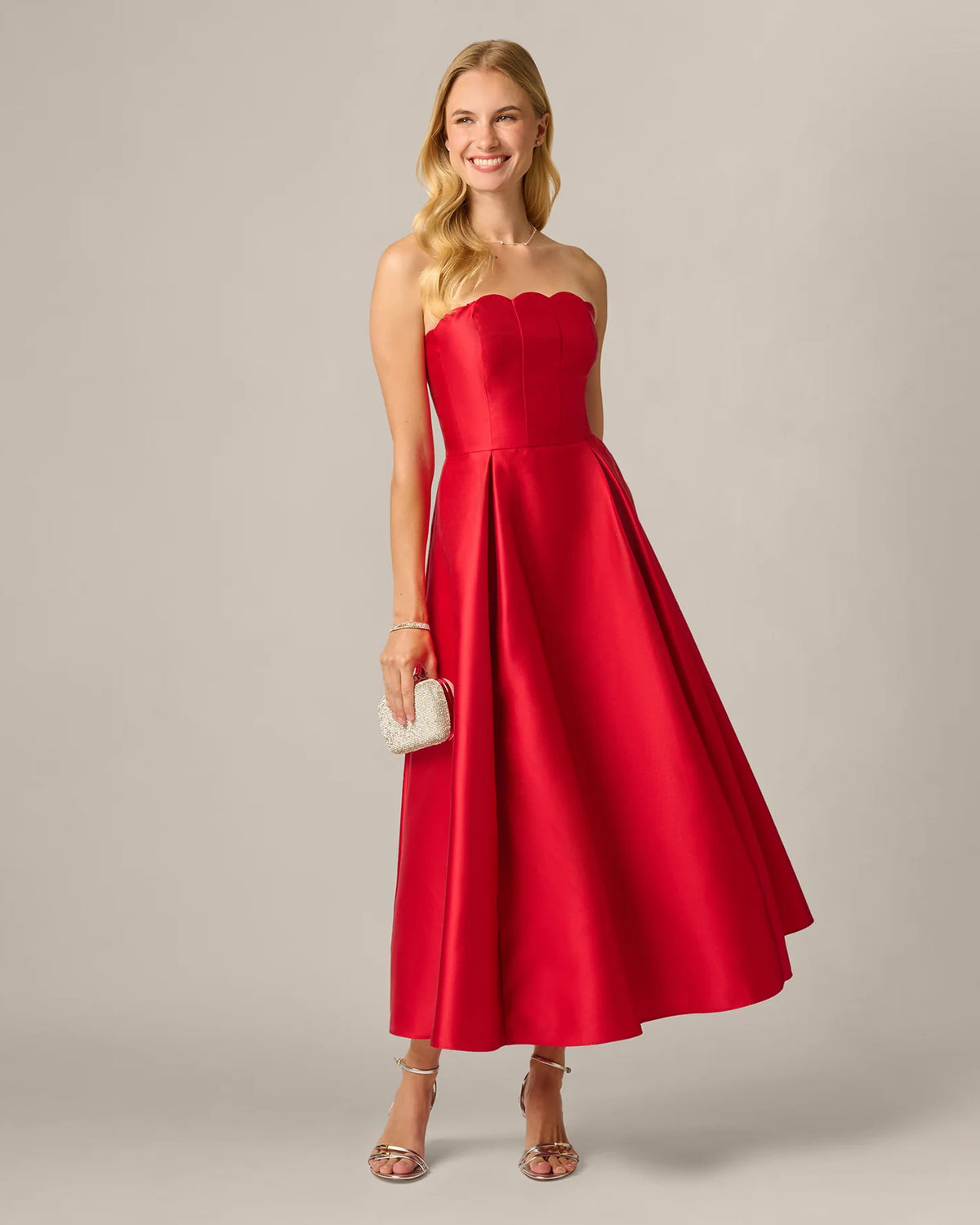 Strapless Fit-and-Flare Maxi Mother of the Bride Dress for Wedding Celebration