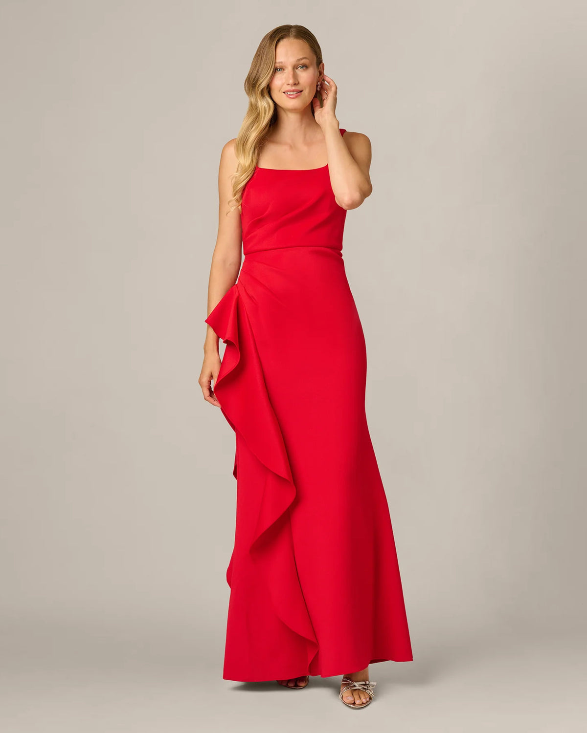 Draped Square Neck A-Line Maxi Mother of the Bride Dress for Gala