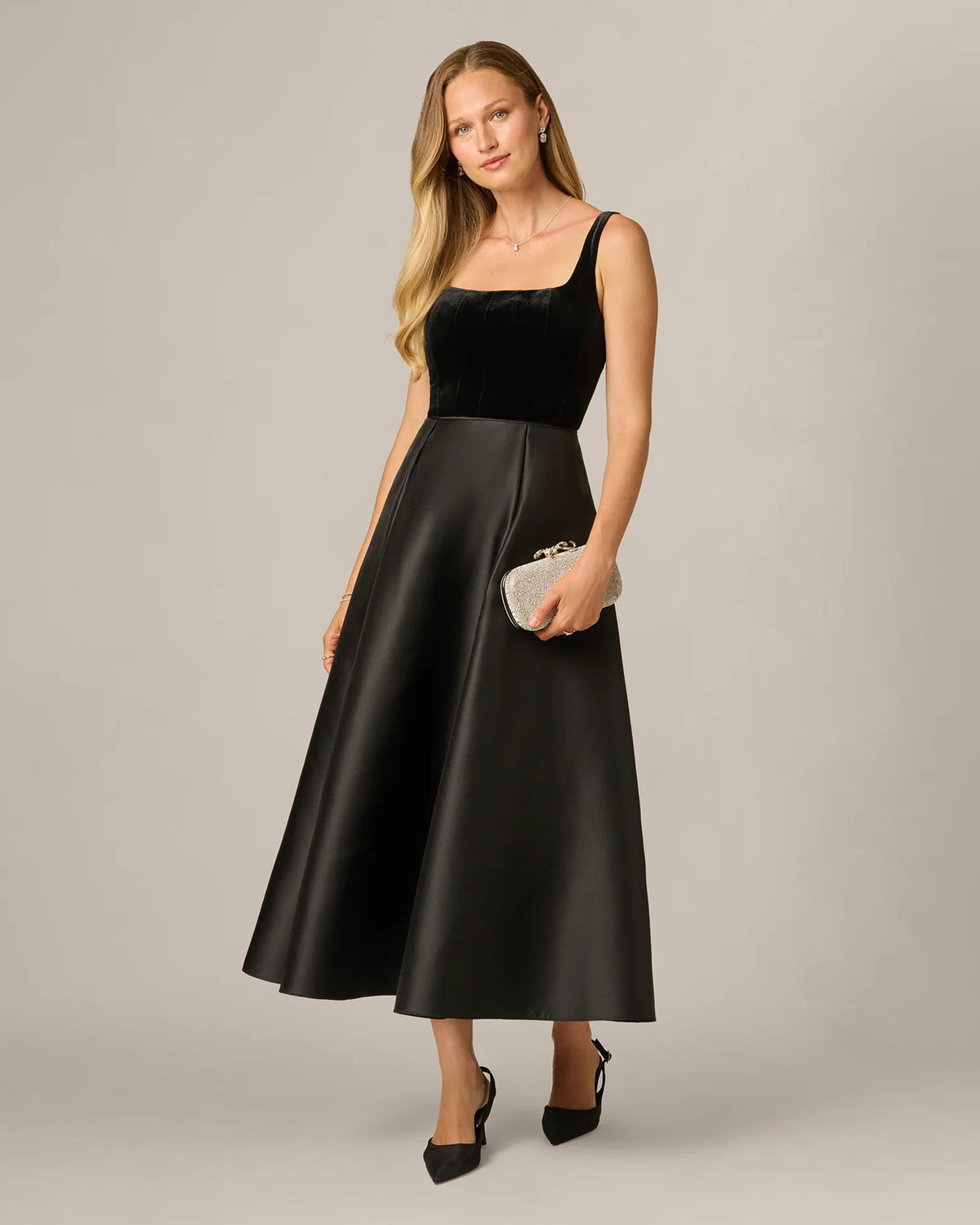 Square Neck A-Line Maxi Mother of the Bride Dress for Spring Formal