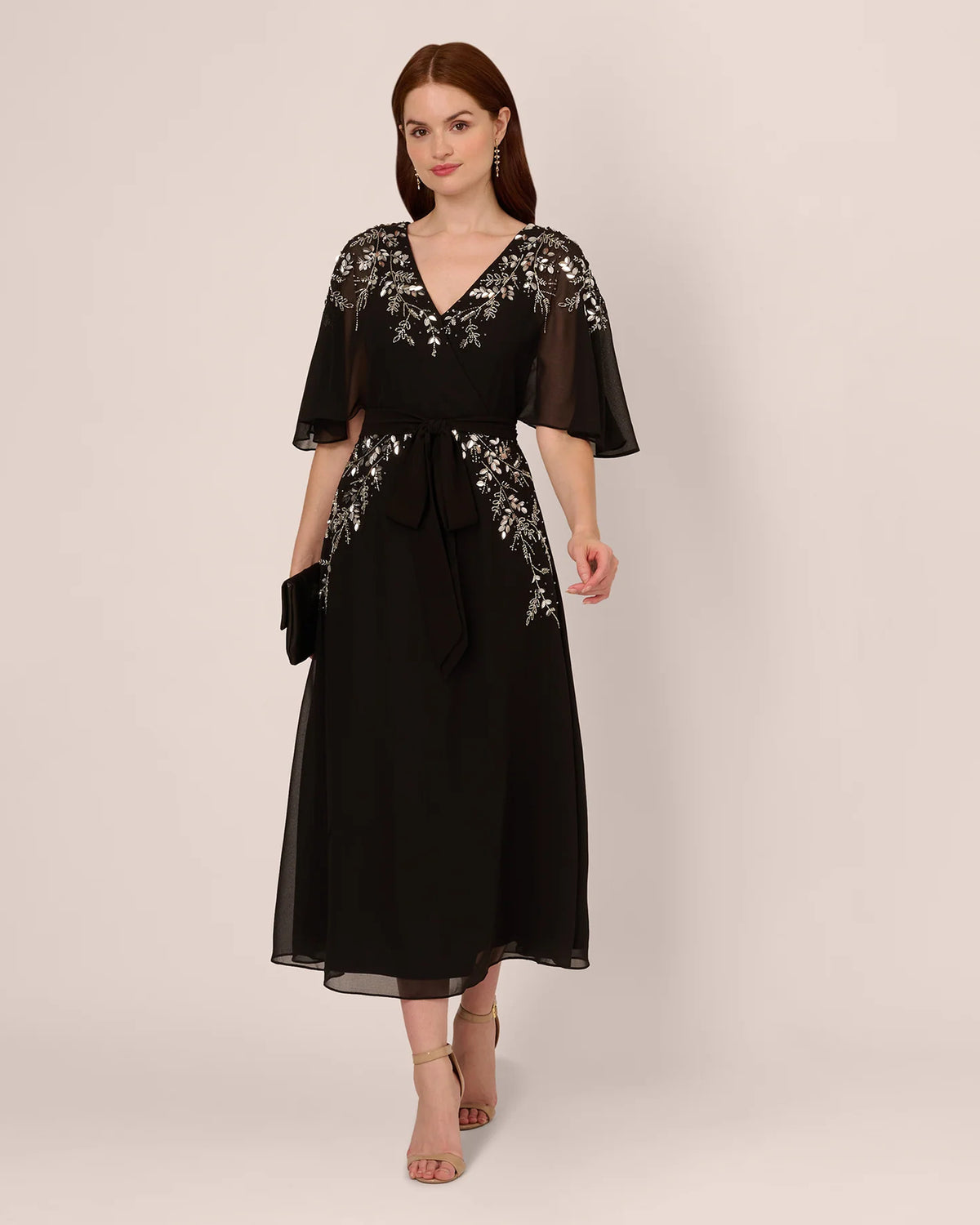 Beaded Sequin V Neck Mermaid Ankle-Length Mother of the Bride Dress for Estate Wedding