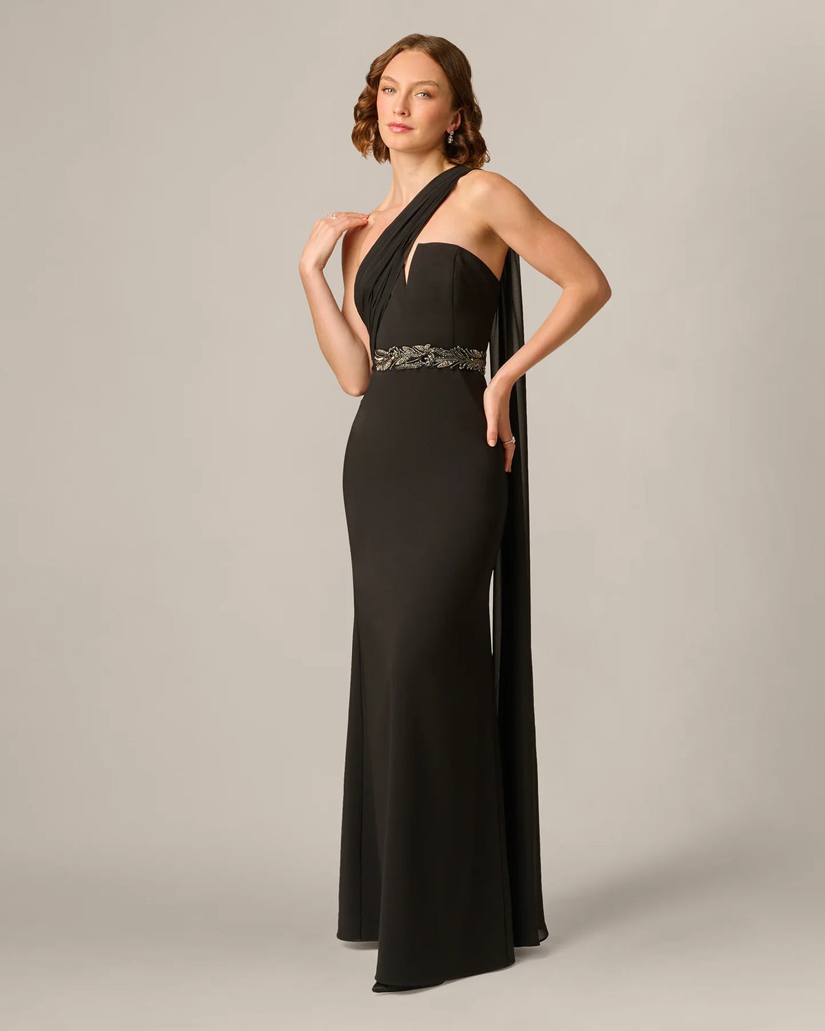Draped Strapless A-Line Maxi Mother of the Bride Dress for Ballroom Event
