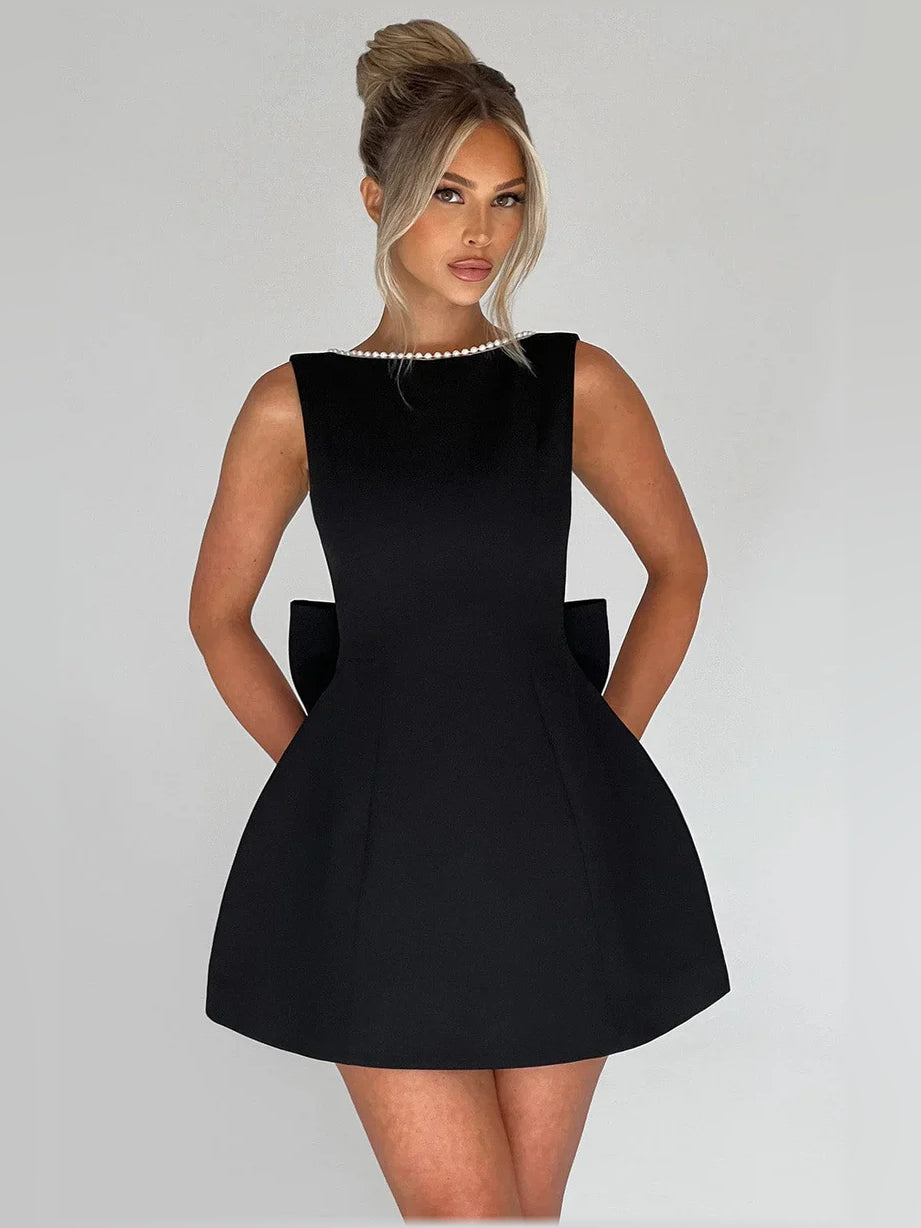 Ruching Slit Open Back Mini Formal Dress