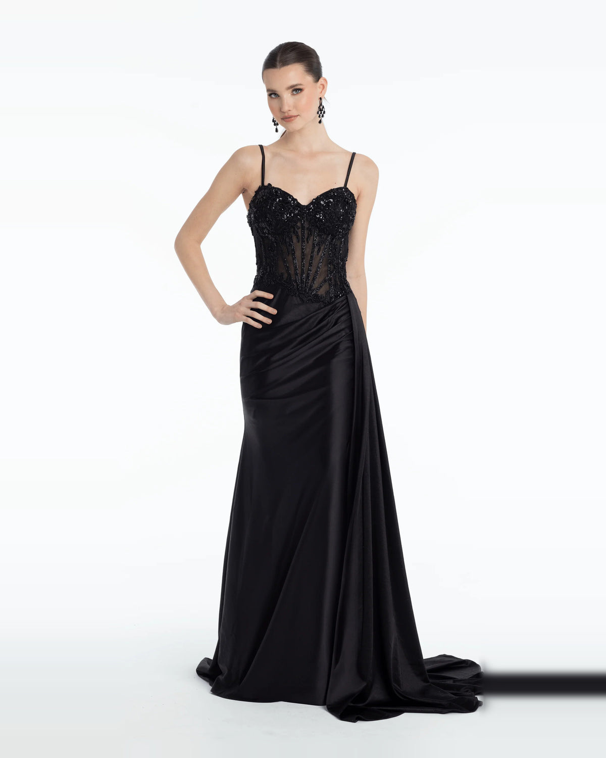 Ruched Draped Sweetheart Column Maxi Prom Dress for Evening Event