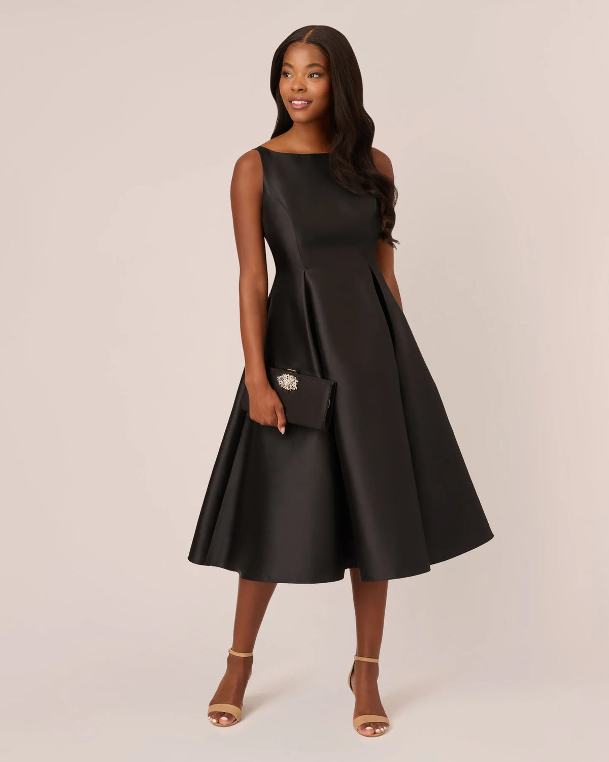 Sleeveless Fit-and-Flare Midi Mother of the Bride Dress for Reception Dinner