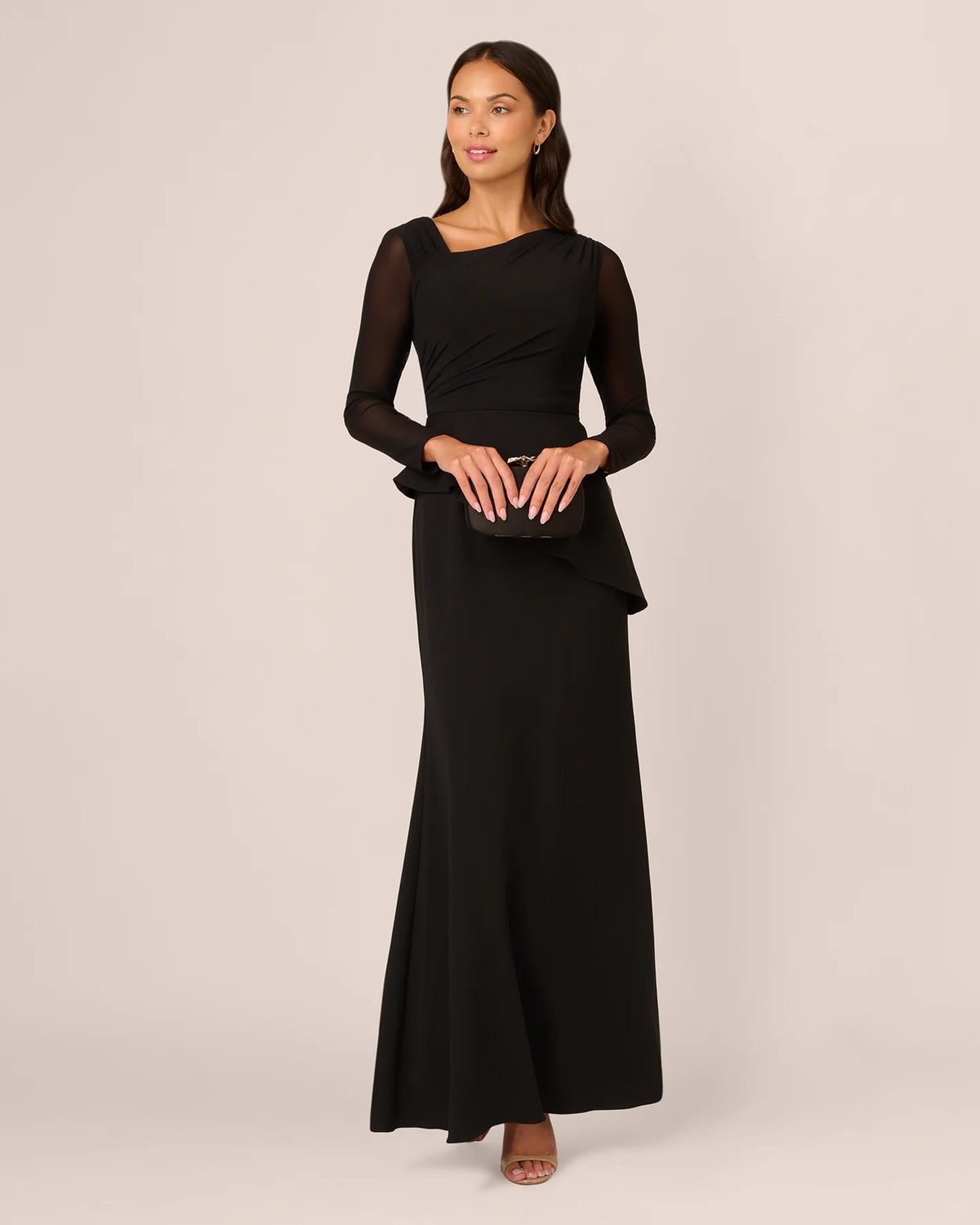 Beaded Asymmetrical Neck Mermaid Floor-Length Mother of the Bride Dress for Engagement Dinner