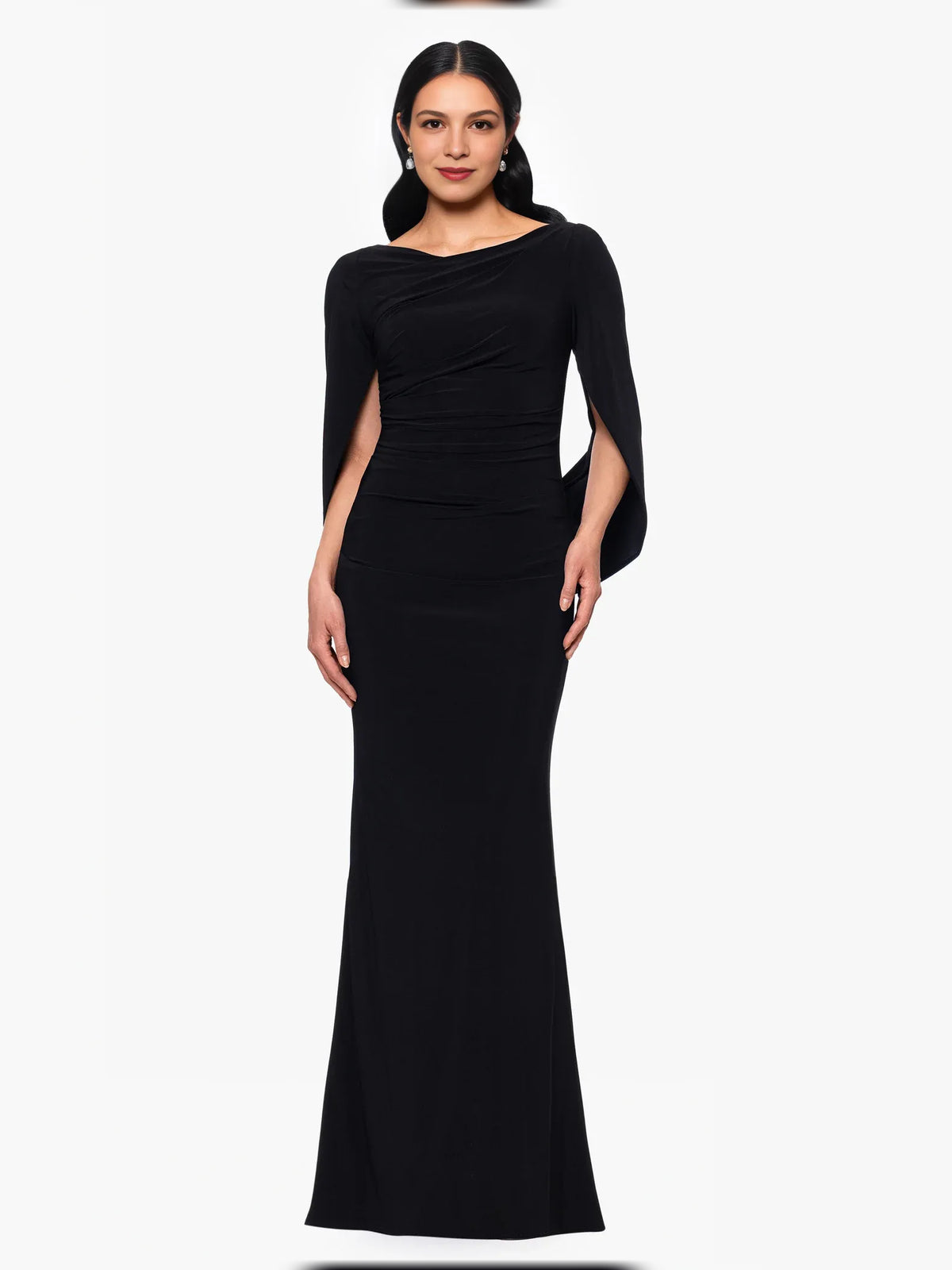 Draped Off Shoulder Mermaid Floor-Length Mother of the Bride Dress for Reception Dinner