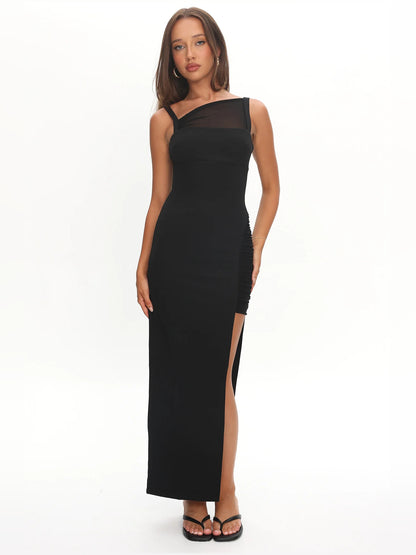 Zenya Split Ruched Midi Formal Dress