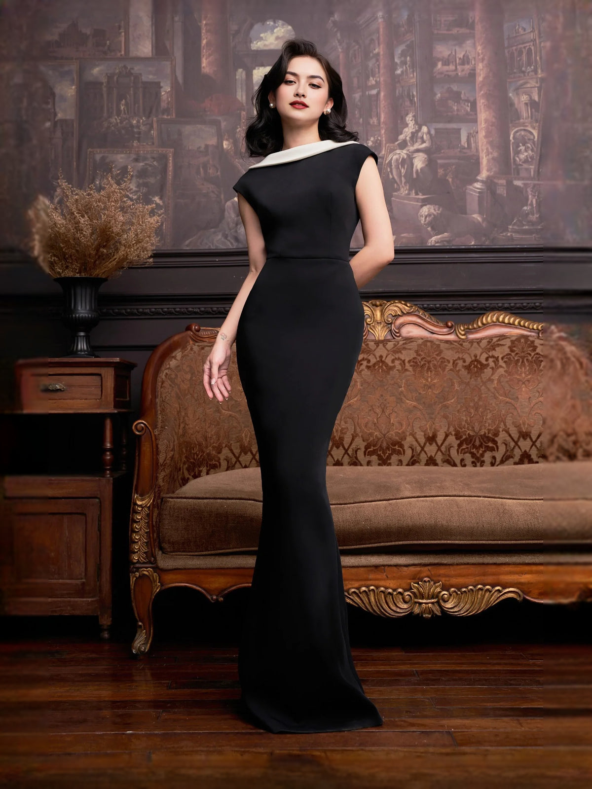 Black High Neck Mermaid Maxi Prom Dress for Evening Ceremony