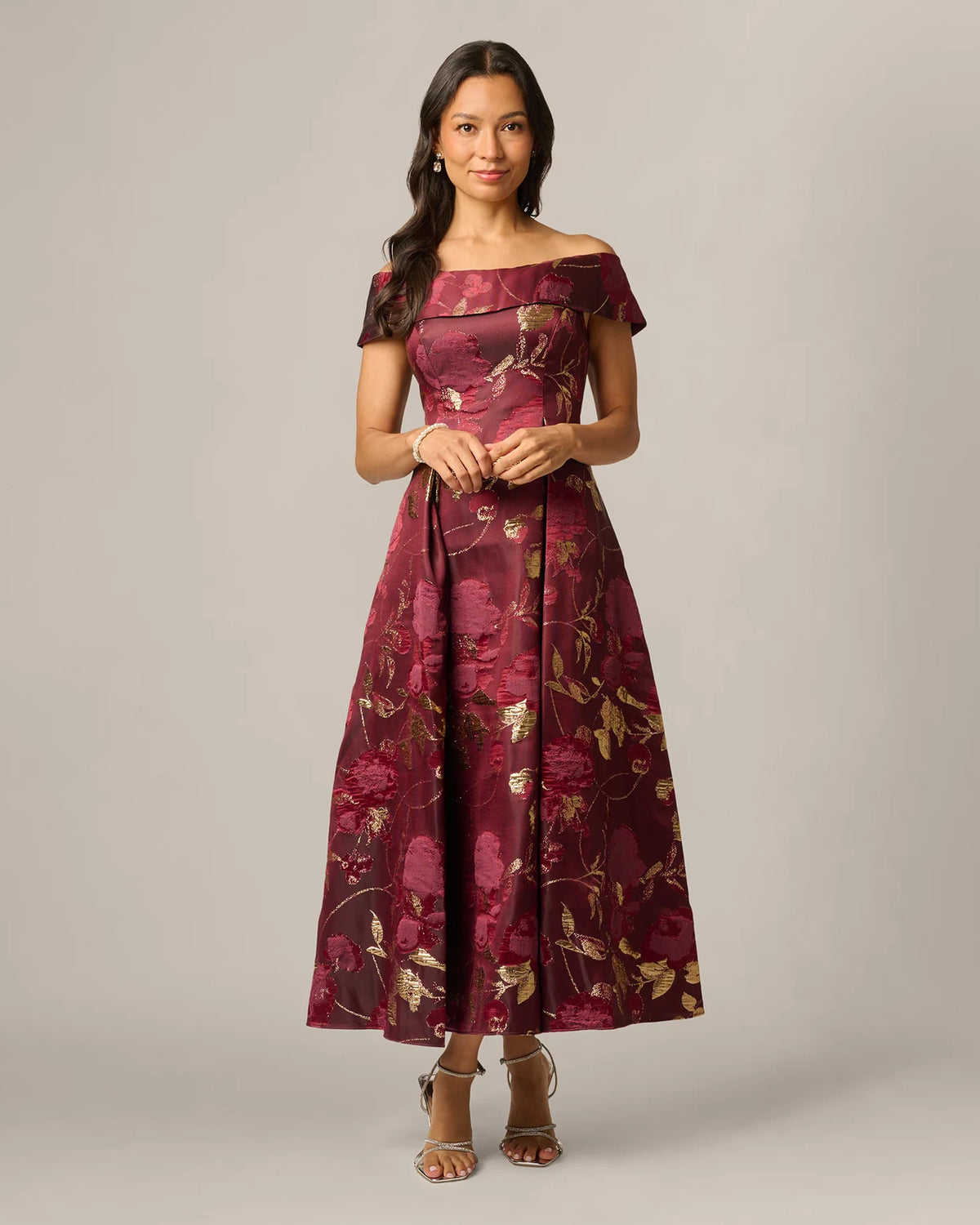Off-Shoulder A-Line Midi Mother of the Bride Dress for Destination Wedding