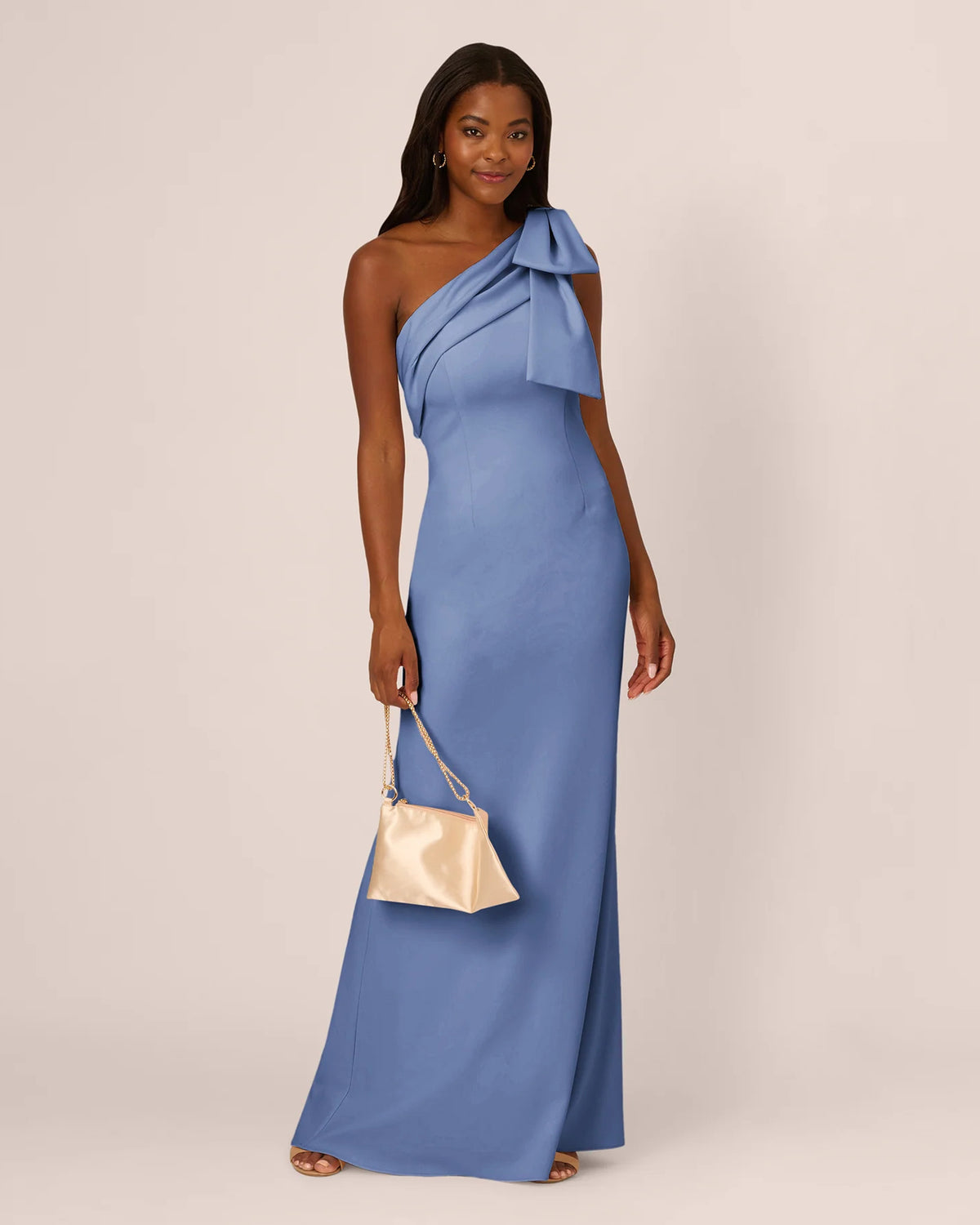 Bow Detail One-Shoulder Mermaid Maxi Mother of the Bride Dress for Formal Dinner