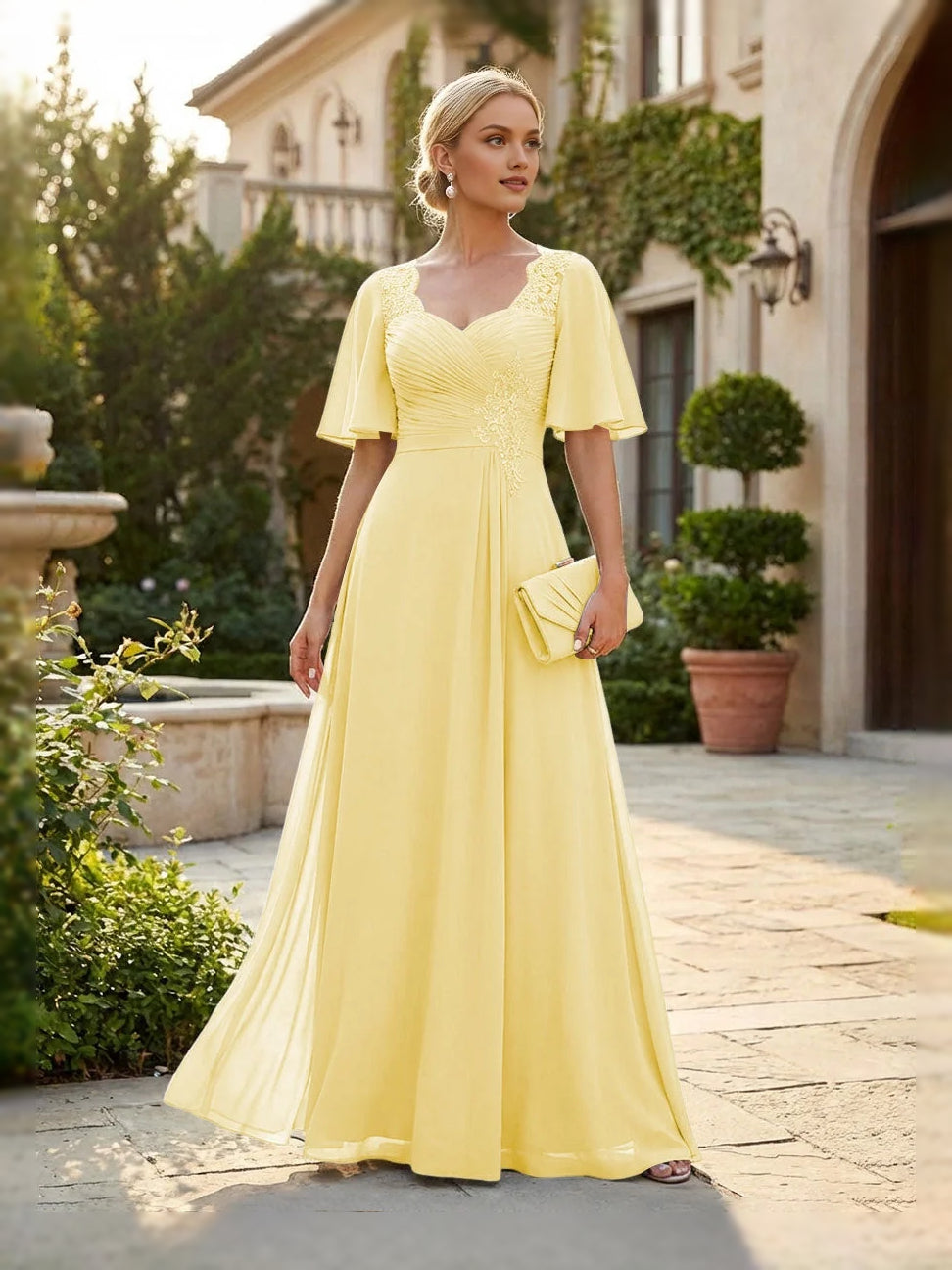 Ruched Draped Sweetheart A-Line Floor-Length Chiffon Mother of the Bride Dress for Formal Dinner