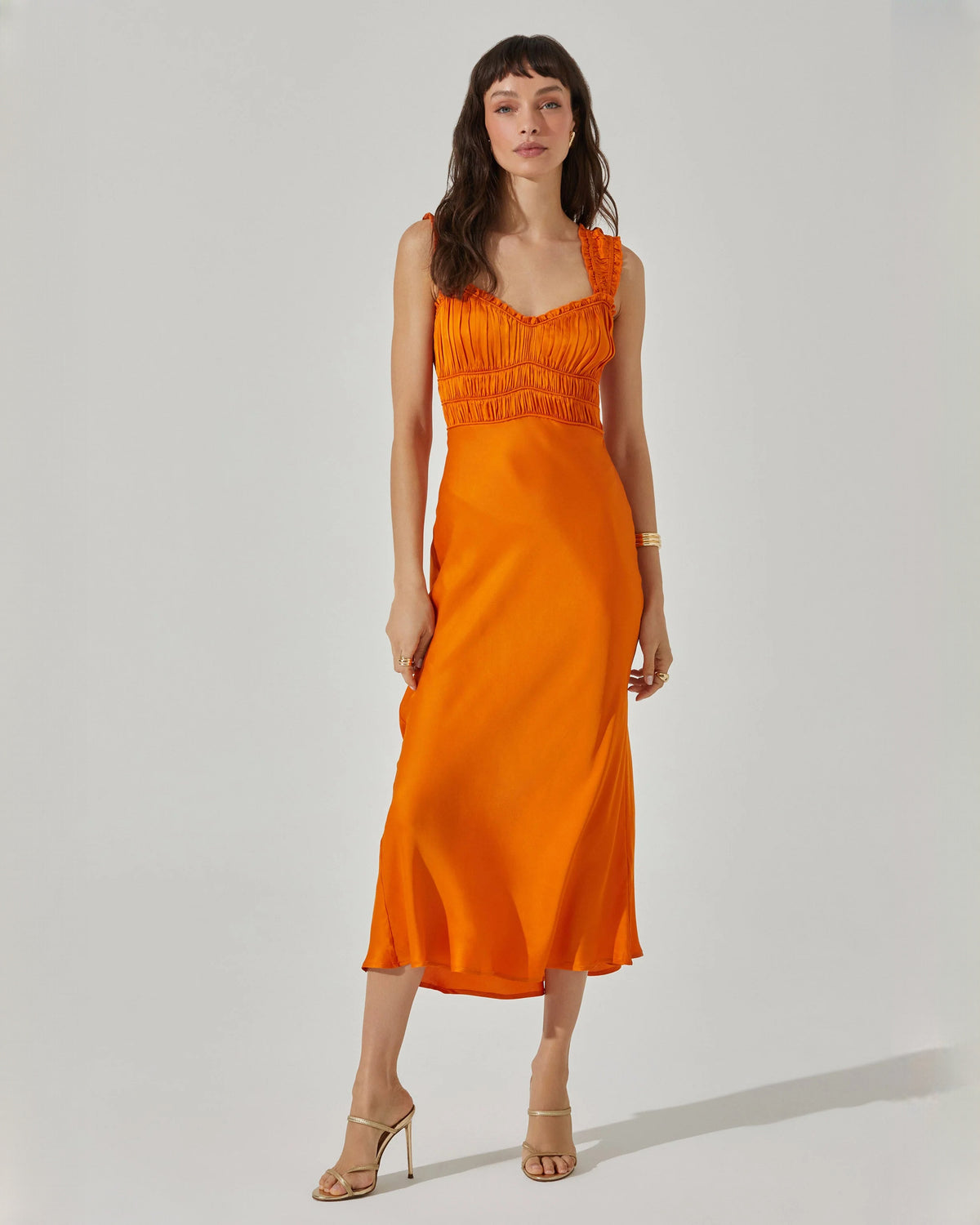 Elegant Formal Evening Sleeveless Structured Satin A-Line Midi Bridesmaid Dress