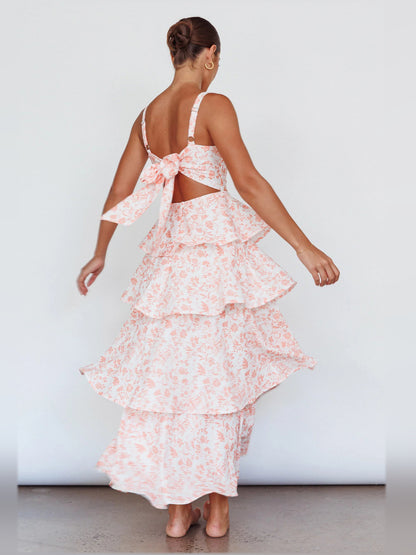 Provence Bloom Tiered Midi Formal Dress