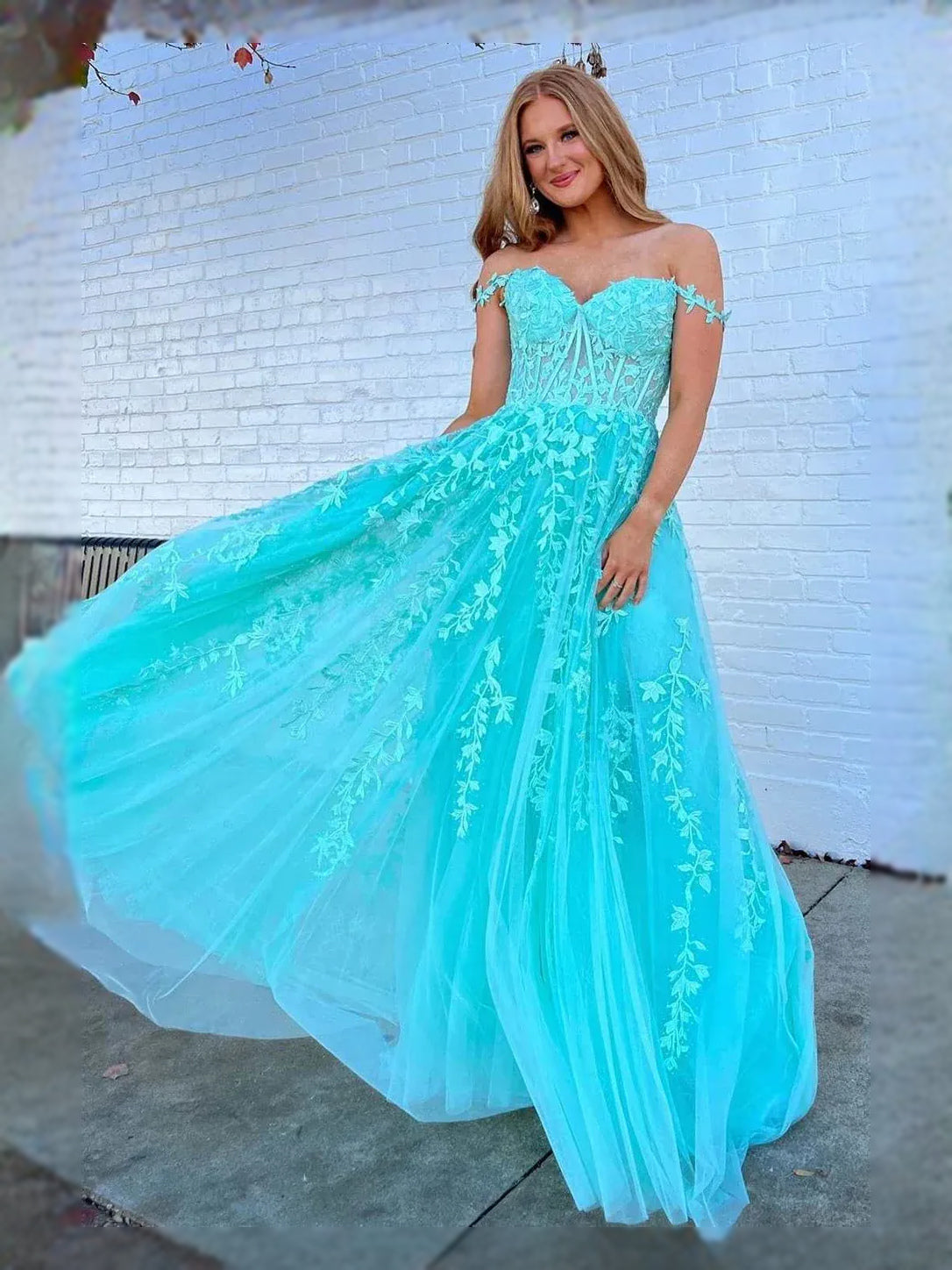 Mint Green Draped Corset Floral Backless Sweetheart A-Line Maxi Tulle Prom Dress for Formal Dance
