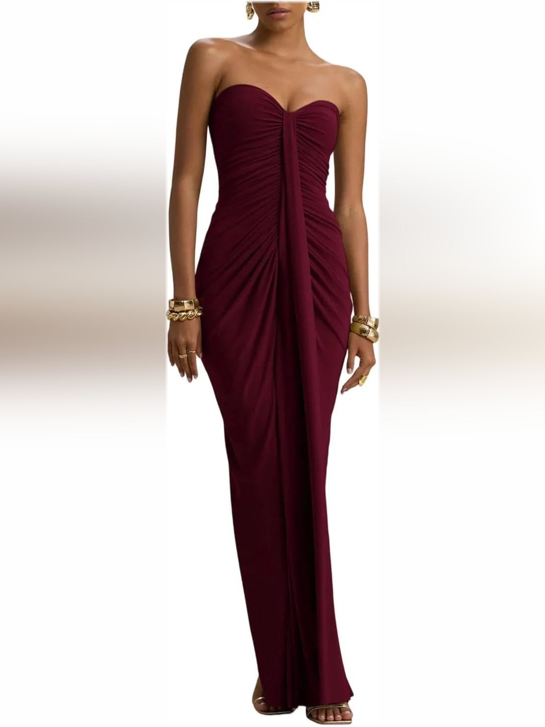 Sweetheart Draped Jersey Mermaid Floor-Length Formal Dress