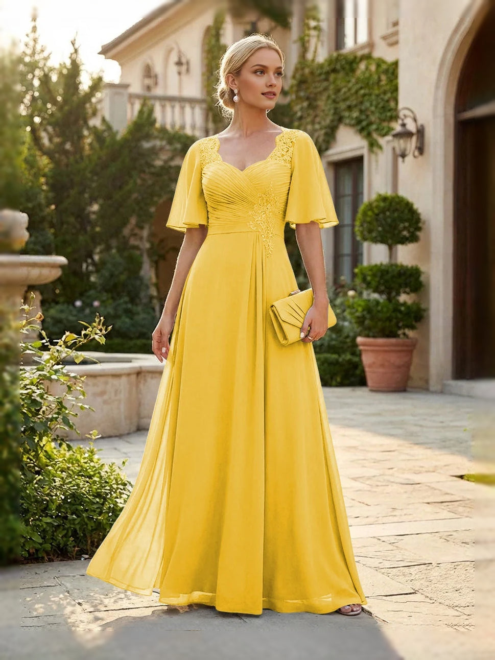 Ruched Draped Sweetheart A-Line Floor-Length Chiffon Mother of the Bride Dress for Formal Dinner