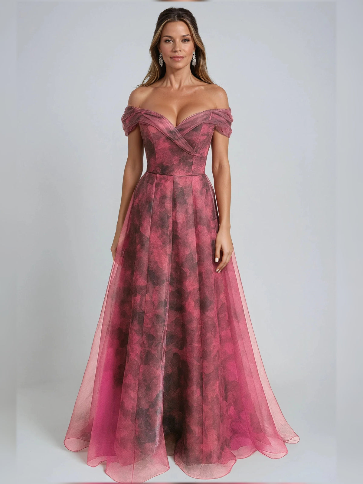 Off-The-Shoulder A-Line Sheath Midi Formal Dress