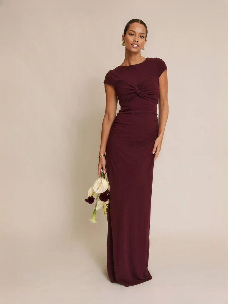 Round Neck Bodycon Short Bridesmaid Dress for Wedding Reception