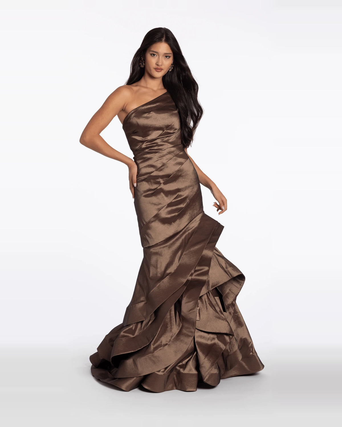 Tiered One Shoulder Mermaid Maxi Prom Dress for Pageant