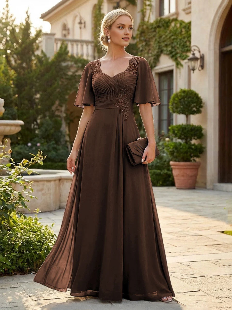 Ruched Draped Sweetheart A-Line Floor-Length Chiffon Mother of the Bride Dress for Formal Dinner