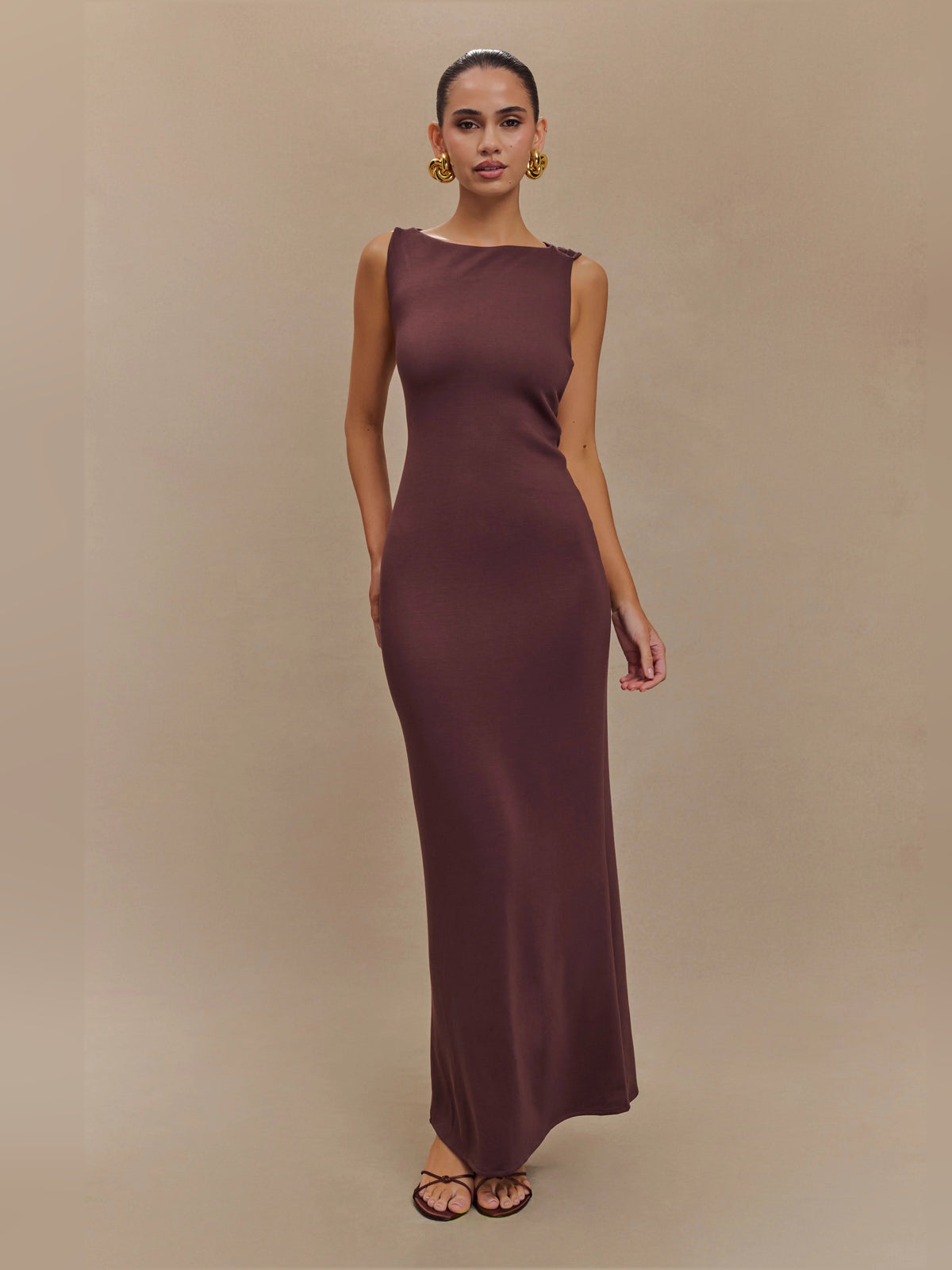 Catelyn Asymmetrical Scuba Jersey Midi Formal Dress