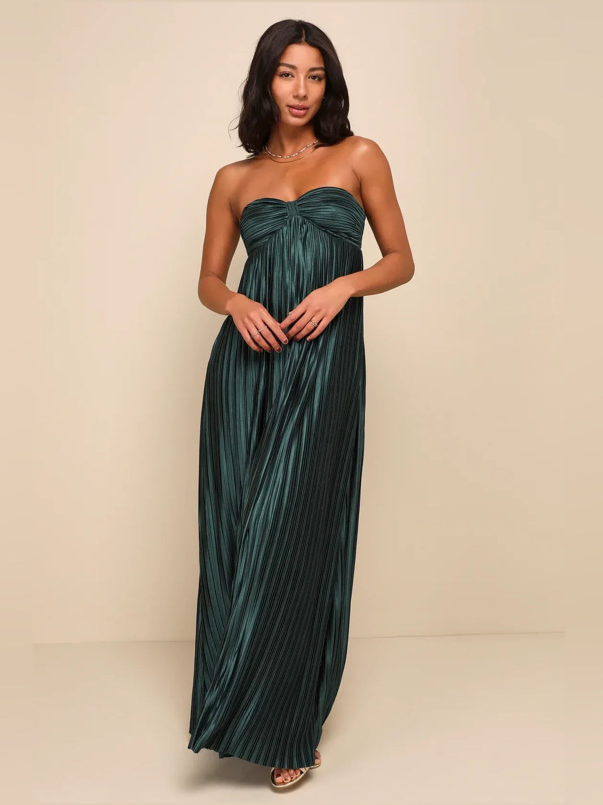 Ruched Pleated Sweetheart Column Maxi Satin Bridesmaid Dress for Wedding Ceremony