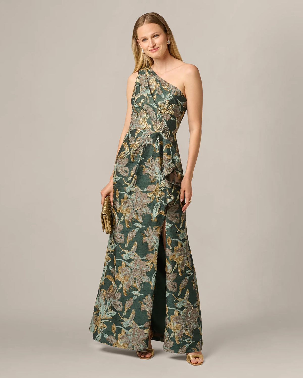 One-Shoulder A-Line Maxi Mother of the Bride Dress for Wedding Weekend