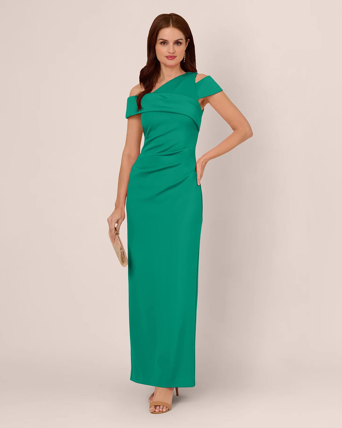 Draped Sheath Maxi Mother of the Bride Dress for Formal Dinner