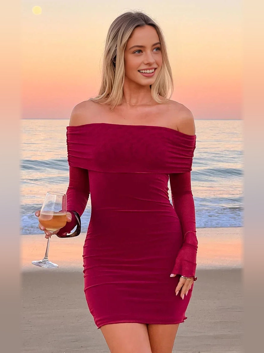 Off Shoulder Bodycon Mini Homecoming Dress for Special Celebration