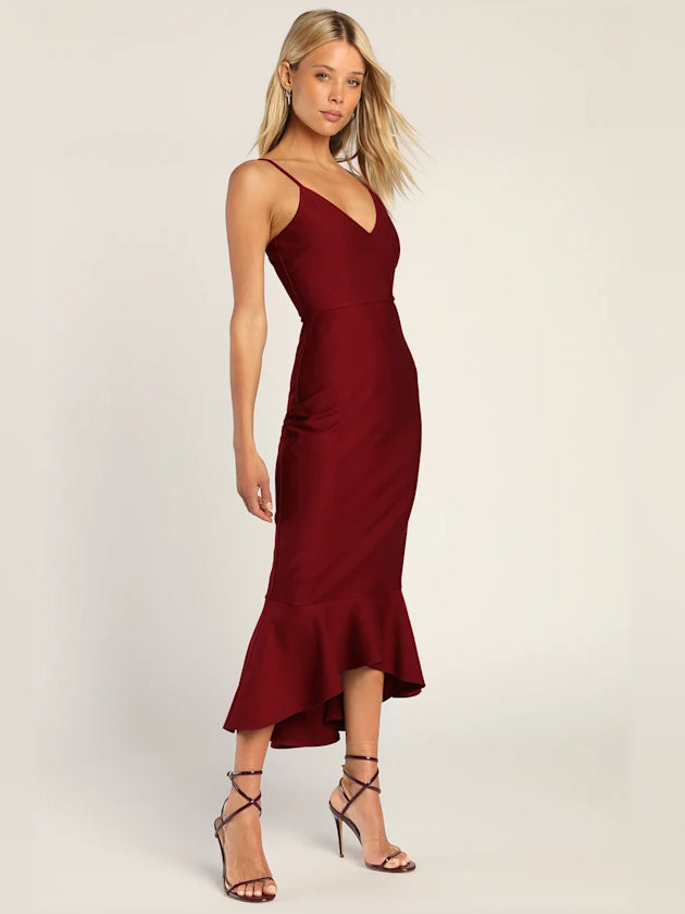 Stun Like Me Bodycon Trumpet Hem Midi Formal Dress
