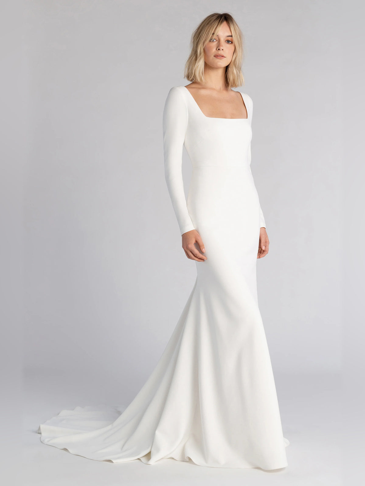 Square Neck Fit-and-Flare Floor-Length Formal Dress for Celebration Reception
