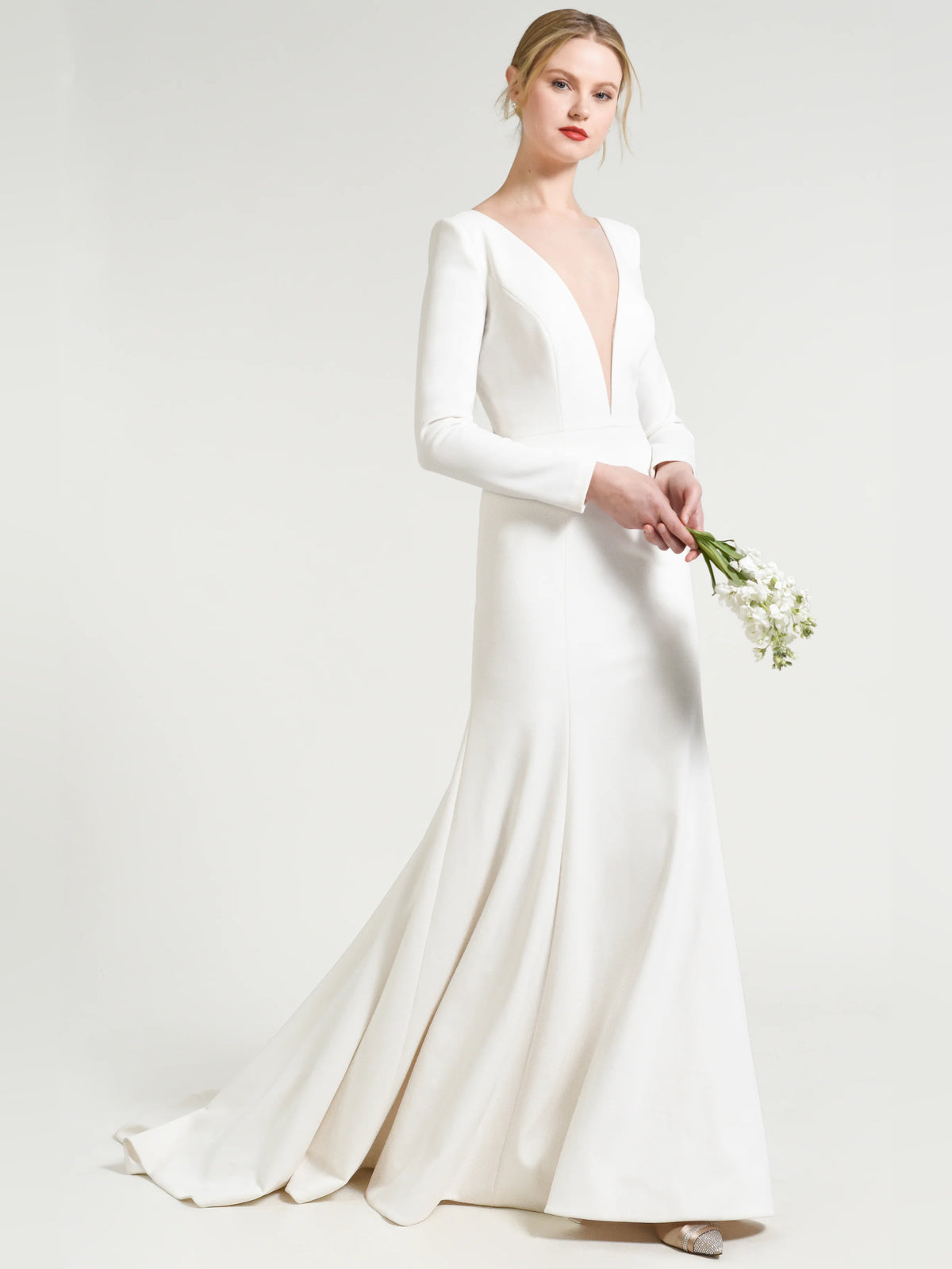 V Neck Fit-and-Flare Floor-Length Formal Dress for Evening Celebration
