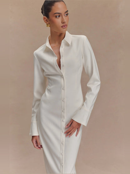Dorian Fitted Shirt Midi Formal Dress