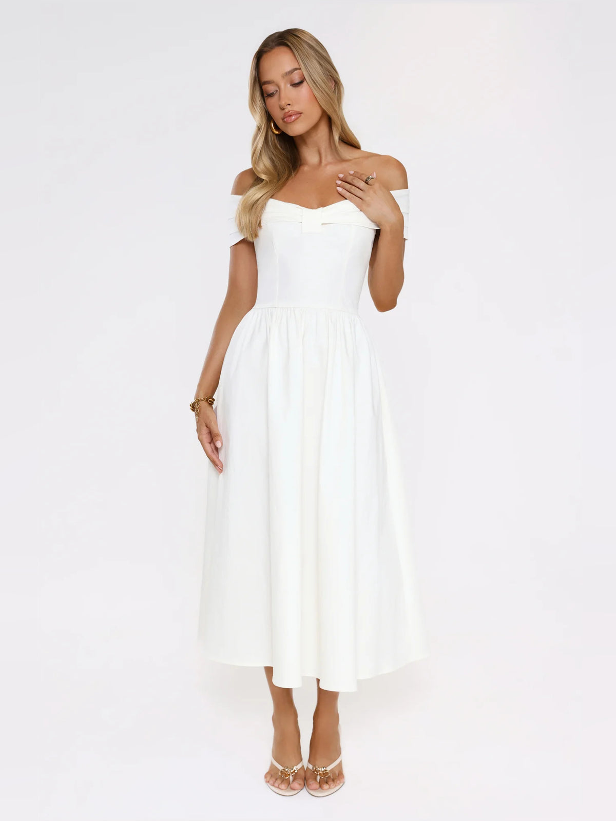 Worth It Always Off Shoulder Midi Formal Dress