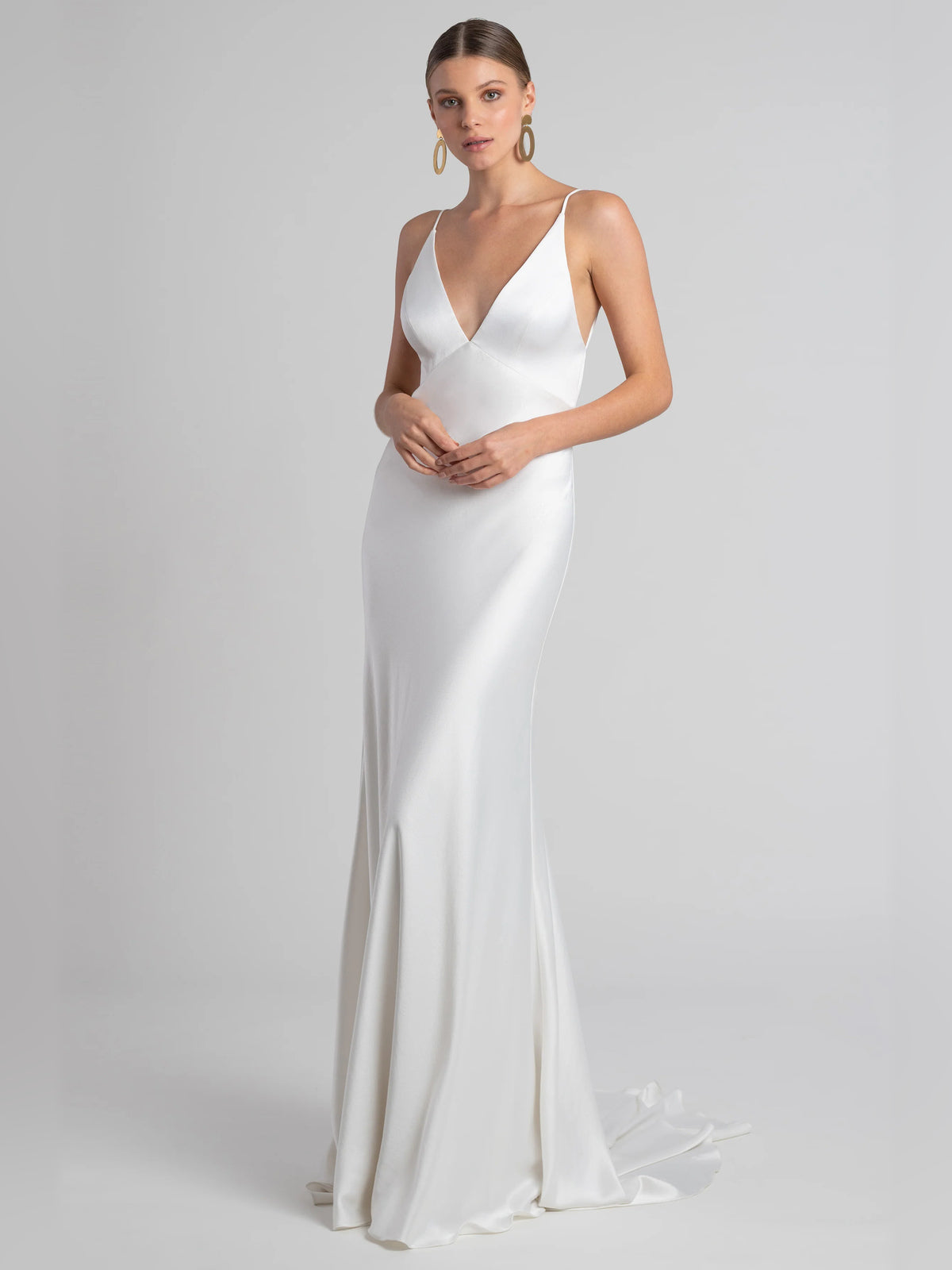 Flounce V Neck Sheath Floor-Length Formal Dress for Wedding Reception