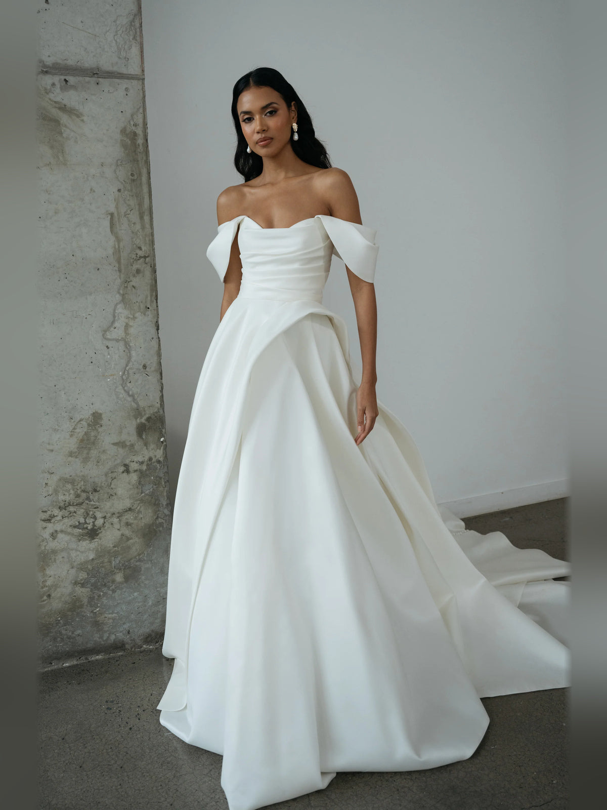 Pleated Draped Cowl Neck Ball-Gown Floor-Length Formal Dress for Campus Gala