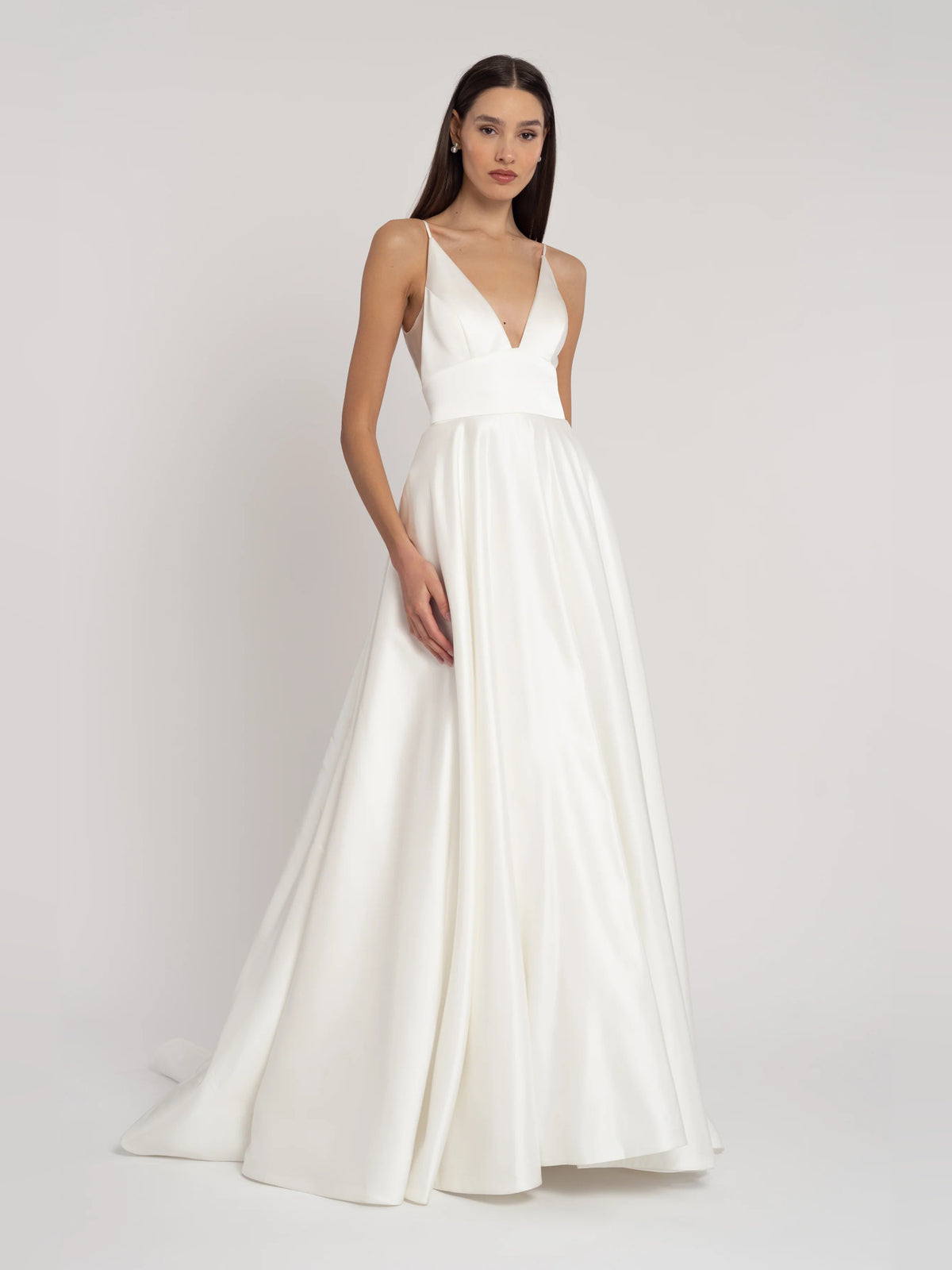 V Neck A-Line Floor-Length Formal Dress for Rooftop Reception
