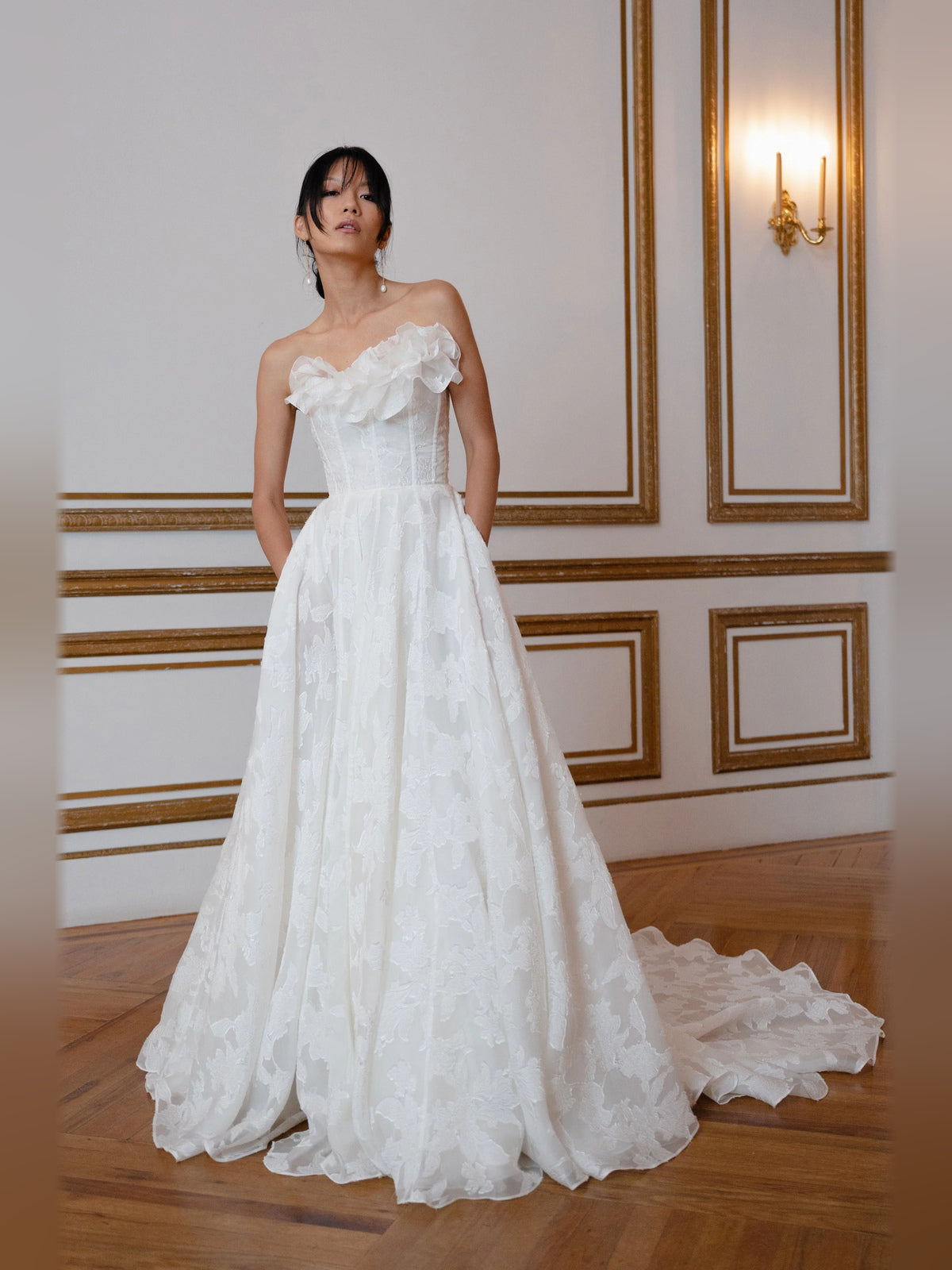 Corset Ruffled Ball-Gown Floor-Length Formal Dress for Senior Celebration