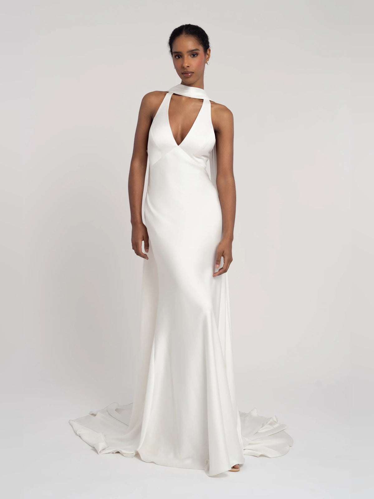 V Neck A-Line Floor-Length Formal Dress for Wedding Celebration