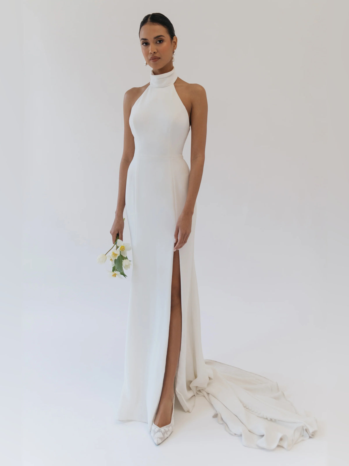 Halter Neck Fit-and-Flare Floor-Length Formal Dress for Charity Dinner