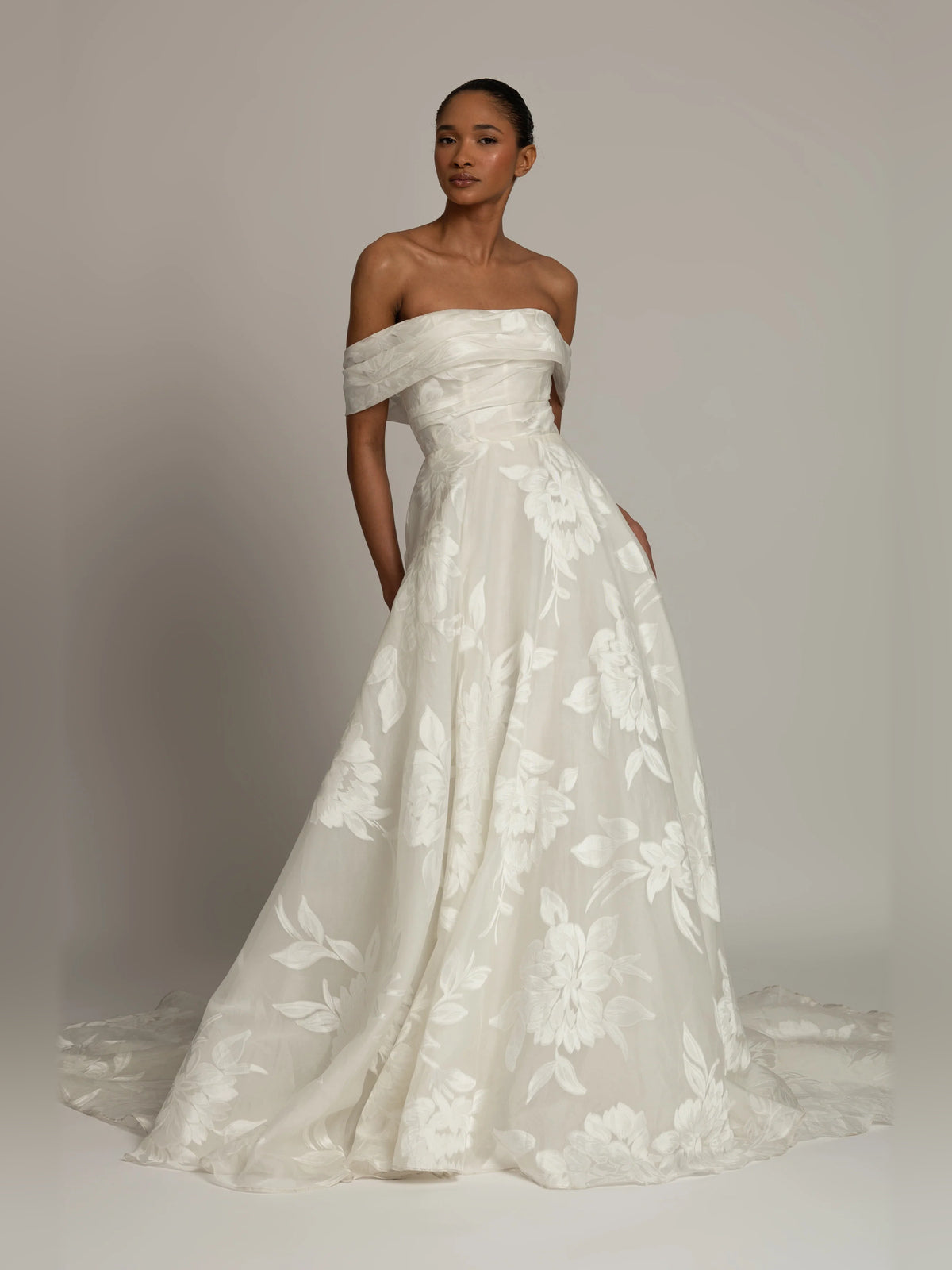 Draped Corset Off Shoulder Ball-Gown Floor-Length Formal Dress for Spring Formal