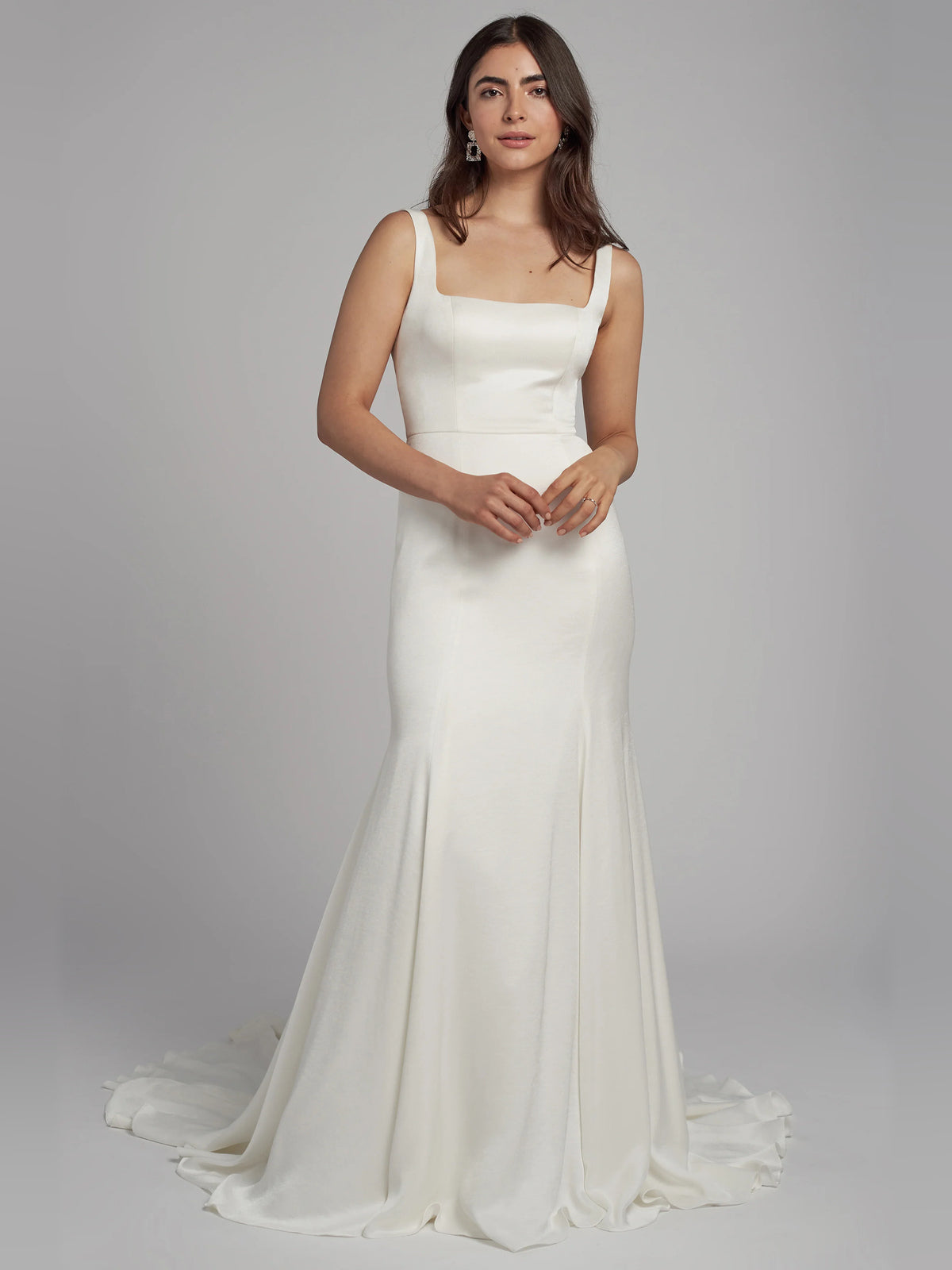Square Neck Fit-and-Flare Floor-Length Formal Dress for Vineyard Wedding