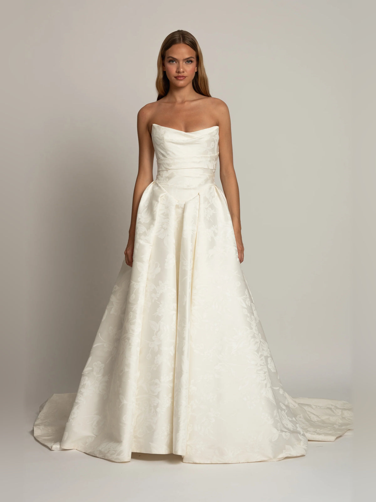 Pleated Draped Ball-Gown Floor-Length Formal Dress for Prom