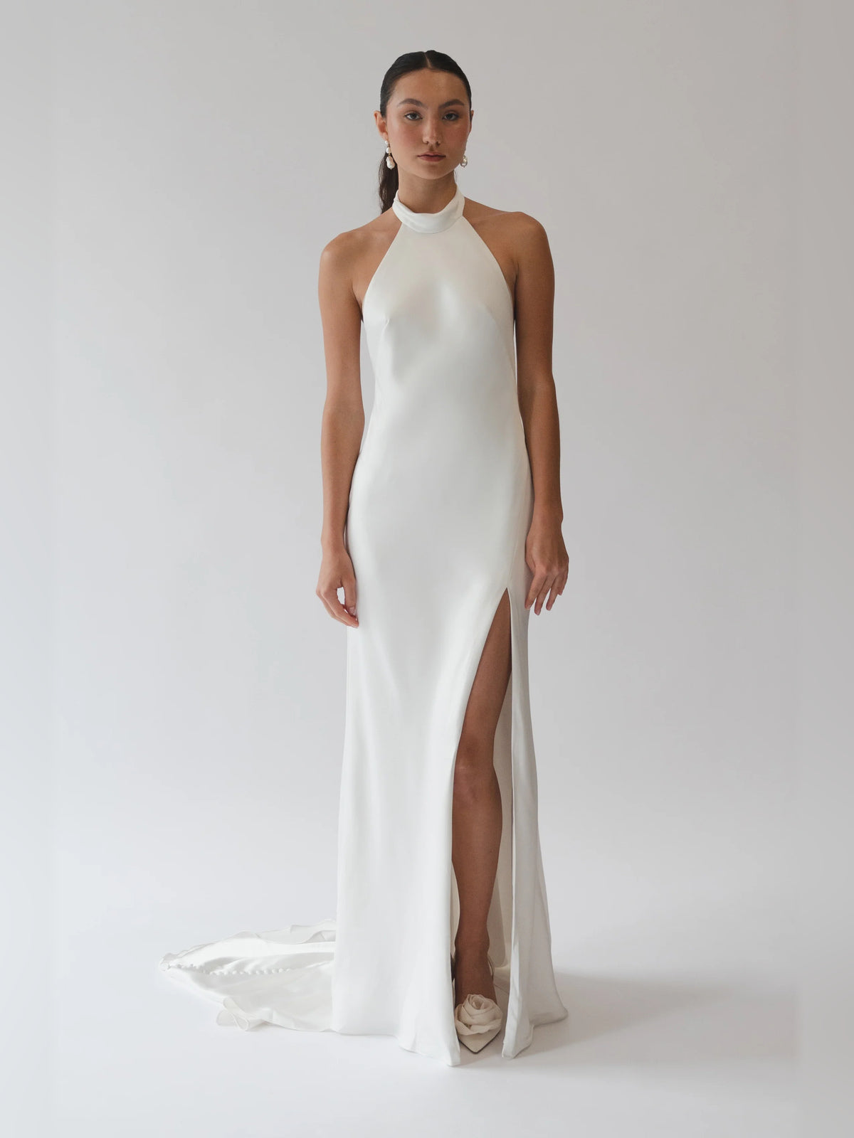 Draped Halter Neck Sheath Floor-Length Formal Dress for Special Event