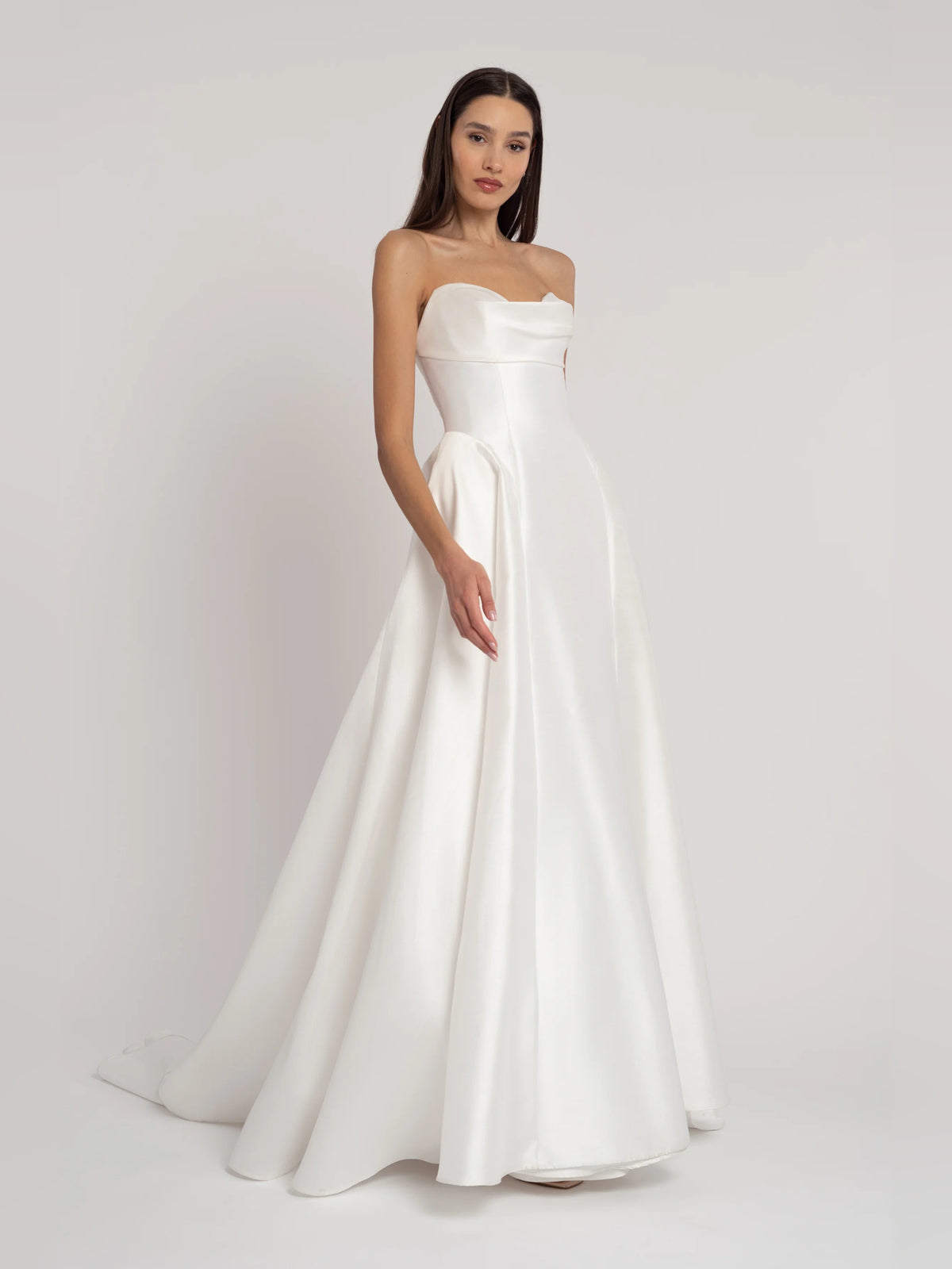Draped Cowl Neck A-Line Floor-Length Formal Dress for Engagement Dinner