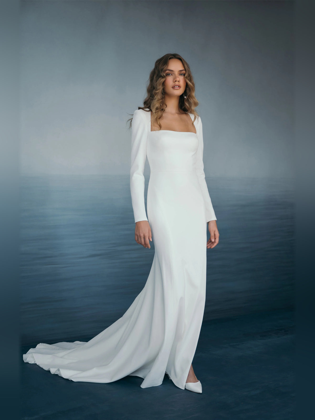 Square Neck Fit-and-Flare Floor-Length Formal Dress for Formal Ceremony